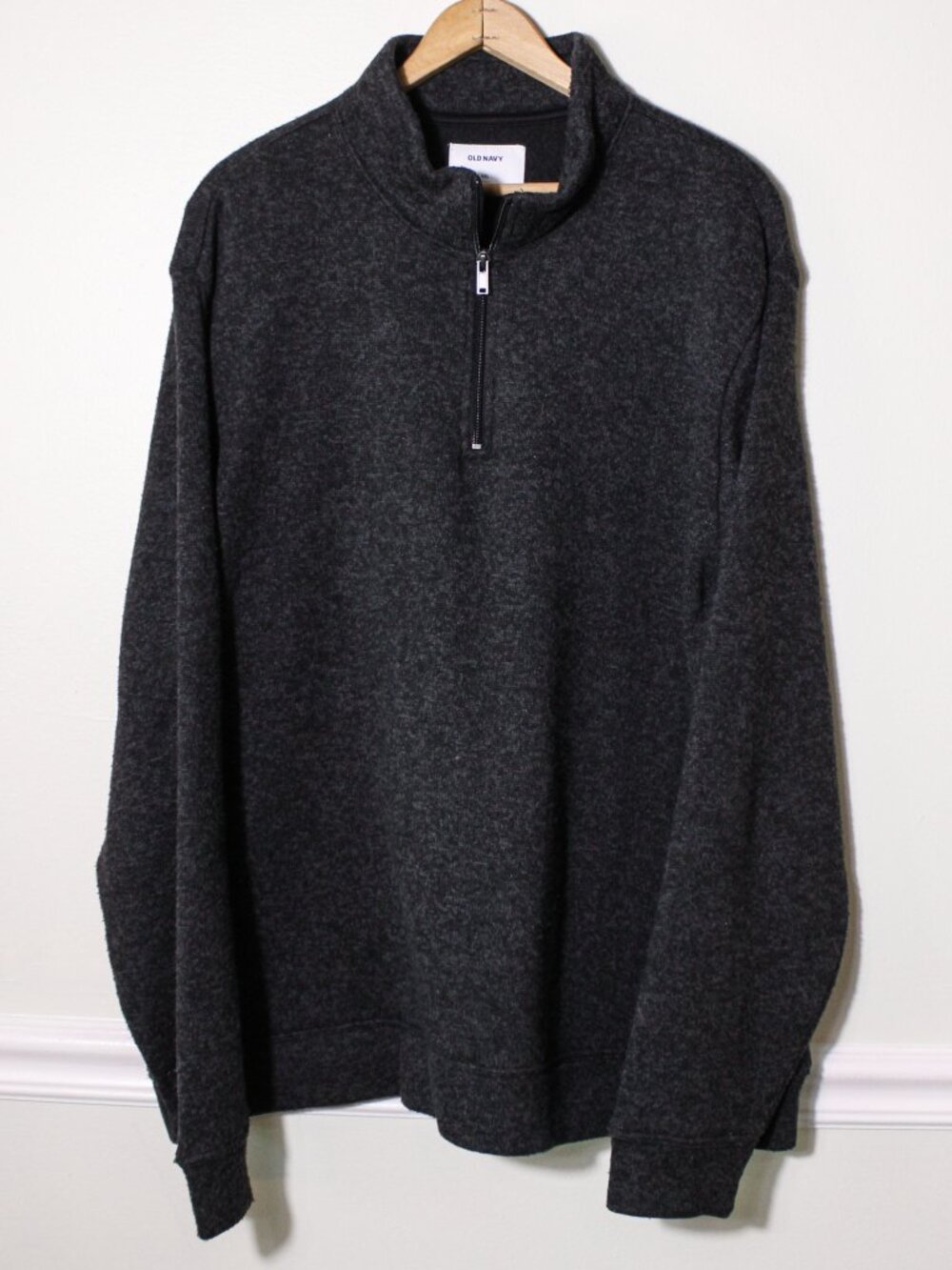 Old Navy Mens Sweater Fleece Mock Neck Quarter Zip Sweatshirt Heather Gray XXL